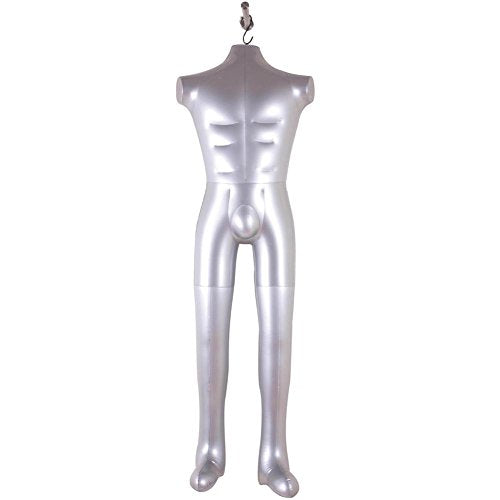 Pleasure-joy Cheap Male Model Full Size With Head&Arms Inflatable Full Body Mannequin Silver Grey