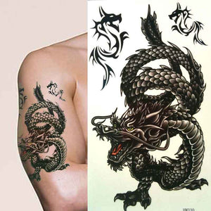 LARGE MENS BOYS ANGRY BLACK CHINESE DRAGON TEMPORARY TATTOOS MANY DESIGNS UKSELL