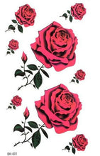 Load image into Gallery viewer, LADIES TEMPORARY TATTOOS RED ROSE FLORAL FLOWERS REALISTIC BODY ART WATERPROOF
