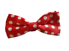 Load image into Gallery viewer, MEN RED SPOTTED POLKA DOTS SATIN FANCY DRESS CLOWN HALLOWEEN PRETIED BOW NECKTIE
