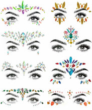 Load image into Gallery viewer, 4x Sheets Face Adhesive Glitter Jewel Tattoo Sticker Festival Party Body Make Up
