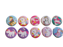 Load image into Gallery viewer, 10x LARGE 45mm CUTE GIRLS UNICORN RAINBOW BADGES PIN BUTTON PARTY BAG FAVOURS
