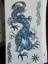 Load image into Gallery viewer, LARGE MENS BOYS ANGRY BLACK CHINESE DRAGON TEMPORARY TATTOOS MANY DESIGNS UKSELL
