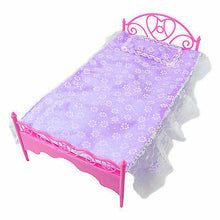 Load image into Gallery viewer, CUTE 12&quot; SINDY DOLL SIZED FURNITURE BED IN 2 COLOURS PINK OR PURPLE UK SELLER
