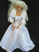 Load image into Gallery viewer, DOLL&#39;S SIZED PRINCESS DIANA REPLICA SLEEVED WHITE WEDDING DRESS, VEIL &amp; TRAIN
