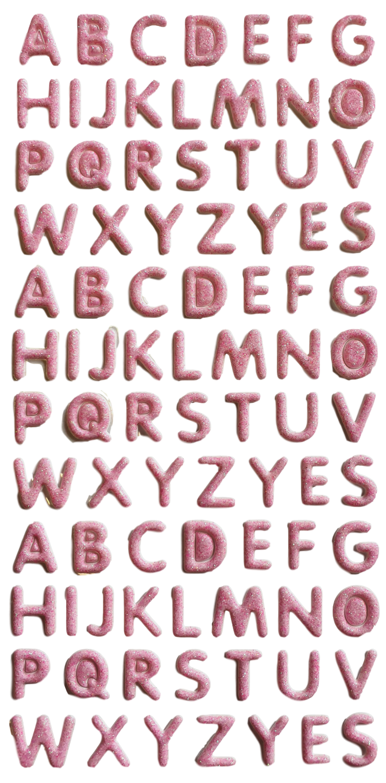 Pink Puffy 3D Glitter alphabet letters or numbers decal stickers for Craft Kids