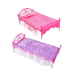 CUTE 12" SINDY DOLL SIZED FURNITURE BED IN 2 COLOURS PINK OR PURPLE UK SELLER