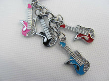 Load image into Gallery viewer, DIAMONTE MULTI COLOUR ELECTRIC GUITAR MUSICAL ENAMEL METAL GIFT KEYRING UKSELLER
