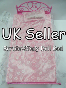 CUTE 12" SINDY DOLL SIZED FURNITURE BED IN 2 COLOURS PINK OR PURPLE UK SELLER