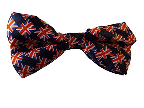 Fat-catz-copy-catz Mens Unisex Pre-Tied adjustable Union Jack Flag patriotic dickie bow tie satin polyester