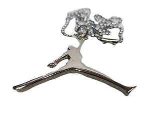 Fat-catz-copy-catz Silver Mens Metal Basketball Jordan Man Jumping Fashion Necklace Pendant 11" Chain Unisex