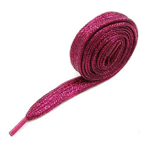 Metallic Glitter Shoe Boot Laces - Pink, Blue, Purple, Gold, Silver or Black (Pink)