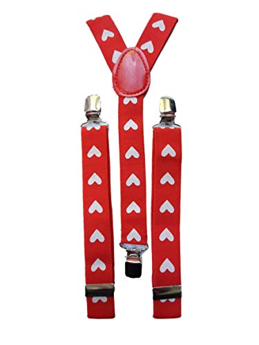 Fat-catz-copy-catz Quality Adjustable Red hearts Love Valentine Unisex Adult Elastic Clip-on Braces Suspender