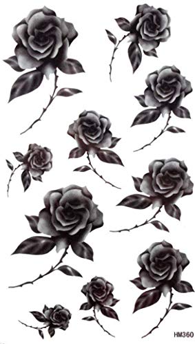 Fat-catz-copy-catz Various Designs Ladies Girls Roses Butterflies Black Stars Temporary Tattoos Parties Gift Bags Pinata (New Black Roses)