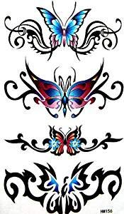 Fat-catz-copy-catz Various Designs Ladies Girls Roses Butterflies Black Stars Temporary Tattoos Parties Gift Bags Pinata (Thick Butterflies Back)