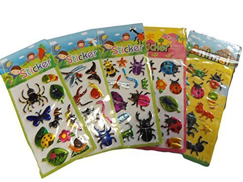 Fat-catz-copy-catz 5x small sheets of insect, ladybird, bugs Stickers for kids boys, craft, scrap books, card making, gift party bags