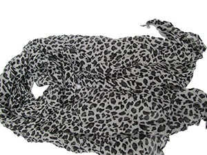 Beautiful Light Silver Large Animal Leopard Print Style Shawl/Scarf/Wrap