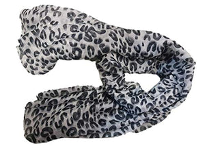 Fat-catz-copy-catz Quality White/Black Animal Celebrity Style Leopard U Print Ladies Shawl Scarf 150cm x 50cm