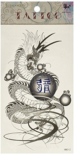 Various Designs Mens Boys Large Black Stars Chinese Dragon Celtic Temporary Tattoo Parties Gift Bags - by Fat-Catz-copy-catz (Dragon/World B6)