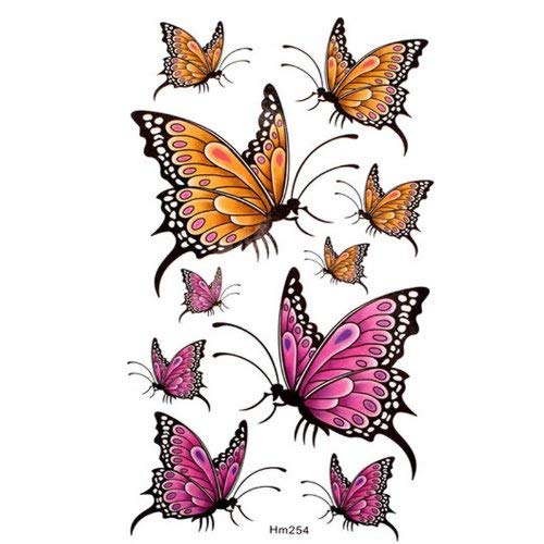 Fat-catz-copy-catz Various Designs Ladies Girls Roses Butterflies Black Stars Temporary Tattoos Parties Gift Bags Pinata (Orange/Pink Butterflies)