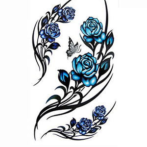Velishy(TM) Rose Butterfly Sexy Elegant Waterproof Tattoo Sticker Body Art Sticker