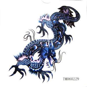 KingHorse Waterproof Temporary Tattoo That Look Real for Men (Awesome Blue Dragon)