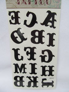 Sheet Quality Black Arty Ladies unisex alphabet letters A to M Temporary Tattoo Parties Gift Bags - posted from London by Fat-Catz