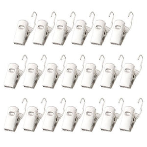 Silver Tone Curving Hook Metal Clip Clamps for Curtain Drapery 20 Pcs