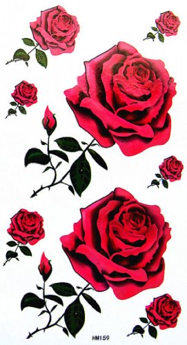 King Horse Waterproof sexy red roses tattoo sticker for girls