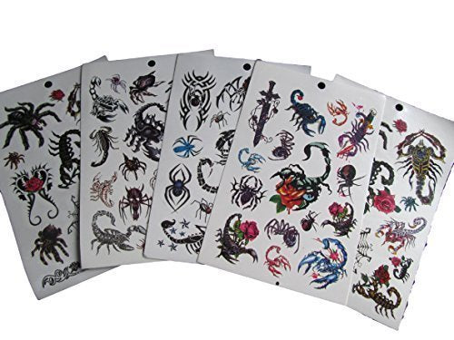 Fat-catz-copy-catz 5 Sheets (50+ tattoos) Black Arty Boys, Mens Scorpion, Spider Temporary Tattoo Parties Gift Bags