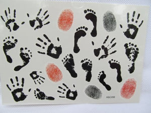 TT: Footprints Temporary Tattoos, ladies, mens Quality Fashion Black Arty foot & hand prints, finger prints DNA temporary tattoos by Fat-catz-copy-catz