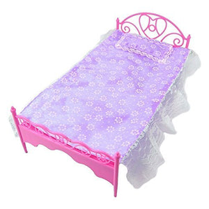 Fat-catz-copy-catz 1x Purple Mini Bed With Pillow for 11" Princess Dolls Dollhouse Bedroom Furniture