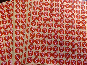 Fat-catz-copy-catz 1980 x Small red Size Stickers 1.3cm Diameter (15 Sheets) for Shops, Clothing Labelling, etc.