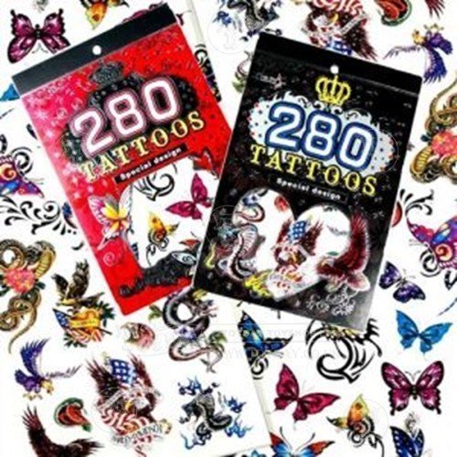 Fat-catz-copy-catz One Book of 6 Sheets Mens Boys or Girls ladies Black Celtic Dragon Tiger Spider Scorpion Skull hearts butterflies flowers Tribal style Temporary Tattoos for parties, gifts, etc