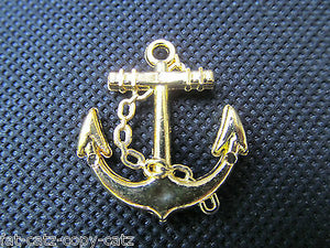10 x Plastic Anchor Kitsch Jewellery Craft Clothing Charms Silver or Gold Colour