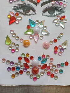 1x Sheet Unisex Face Gems Multi Coloured Stickers Make Up Body Jewels Festival UK Seller